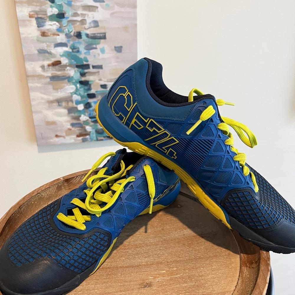 Reebok Nano 4, blue and neonish yellow